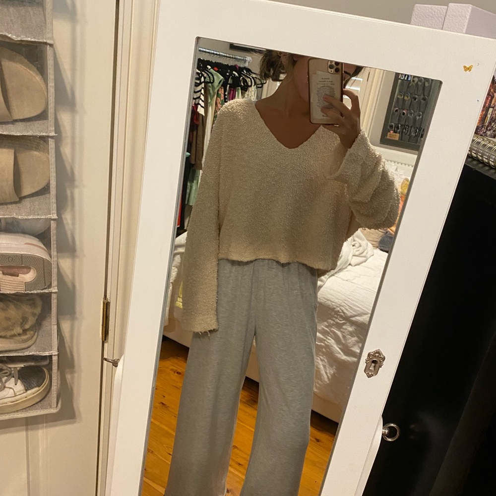 Free People cream knit sweater